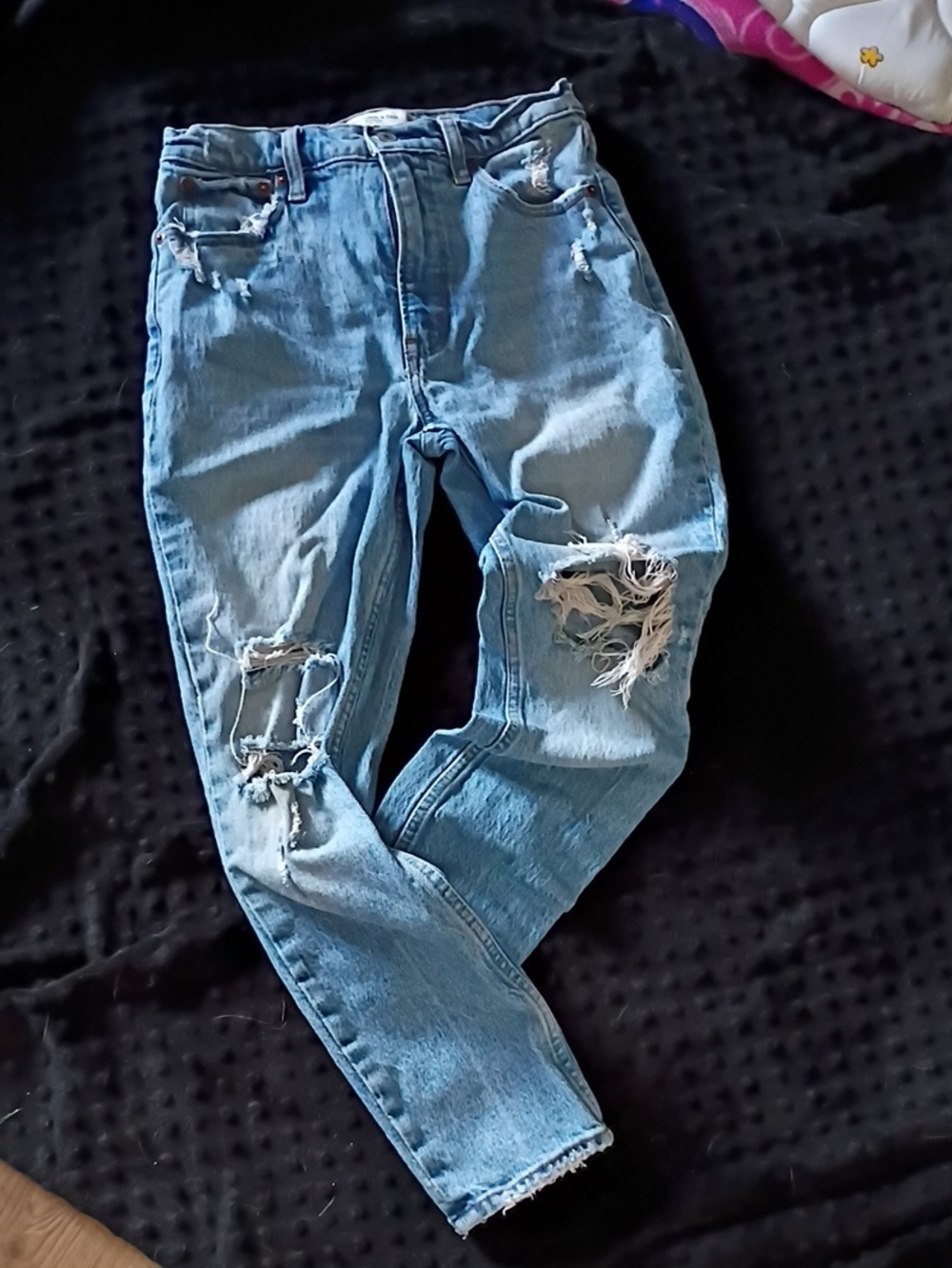 Abercrombie & Fitch Light Blue Distressed Boyfriend Jeans